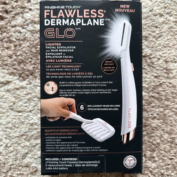 Finishing Touch Flawless: Dermaplane Glo Facial Exfoliator & Hair Remover - NEW - Picture 2 of 6